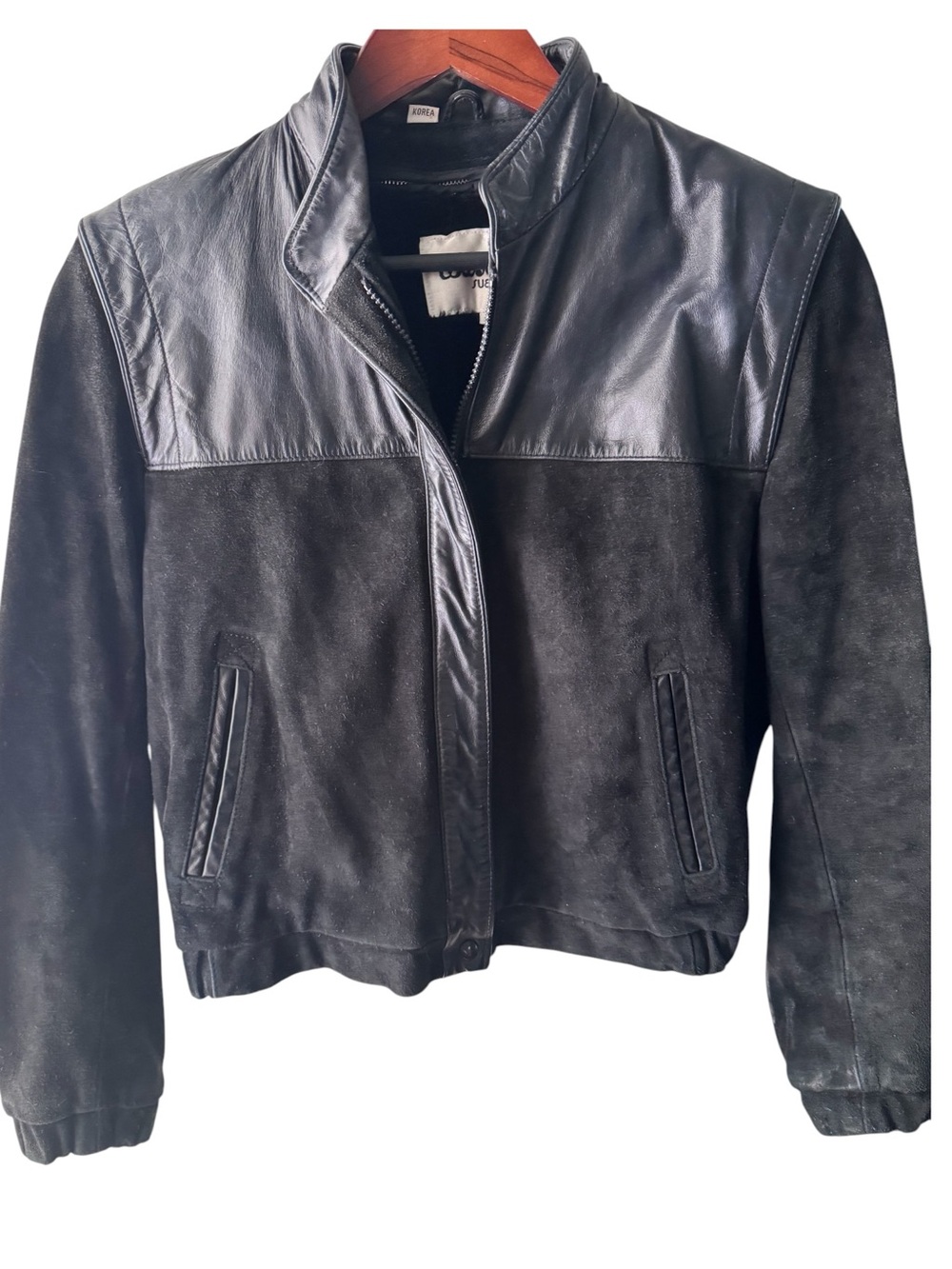 Vintage leather suede jacket size 12 removable lining (1970's)